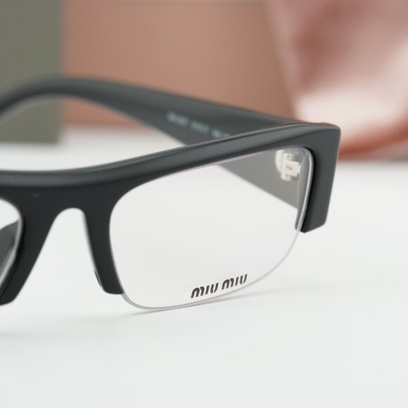 Miu Miu MUB07S 16K08N Rectangle Sunglasses – Black/Blue-Violet Light Filter main image 9